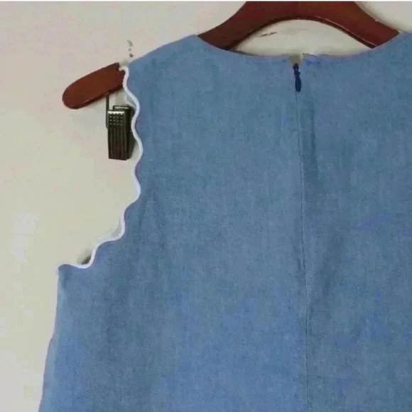 J Crew Scalloped Chambray Denim Grommet Tank Top - Picture 3 of 14